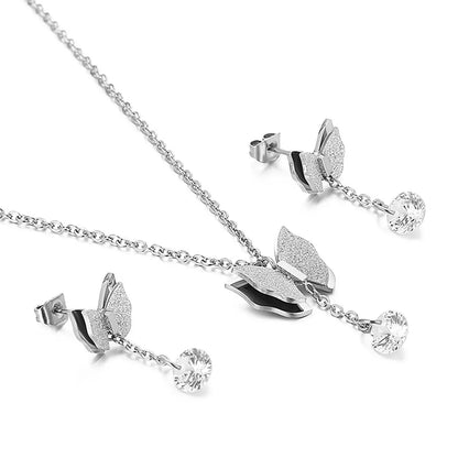 Basic Butterfly Titanium Steel Jewelry Set