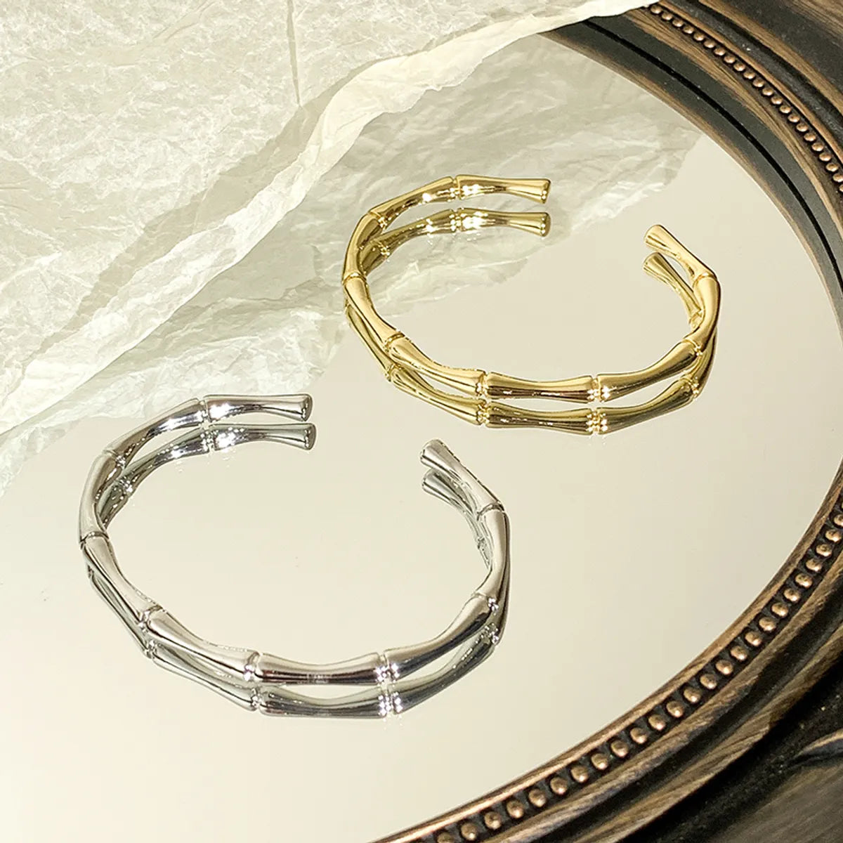 Basic Classic Style Bamboo Copper Plating 18k Gold Plated Silver Plated Bangle