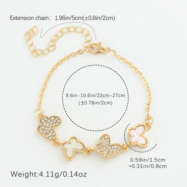 Basic Classic Style Butterfly Copper Plating Inlay Rhinestones Shell 18K Gold Plated Women'S Anklet