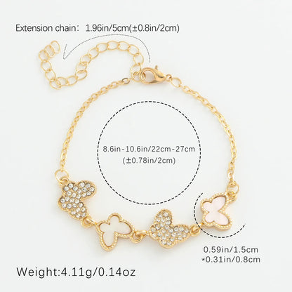 Basic Classic Style Butterfly Copper Plating Inlay Rhinestones Shell 18K Gold Plated Women'S Anklet