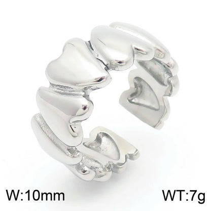 Basic Classic Style Commute Heart Shape Solid Color 304 Stainless Steel 18K Gold Plated Rings In Bulk