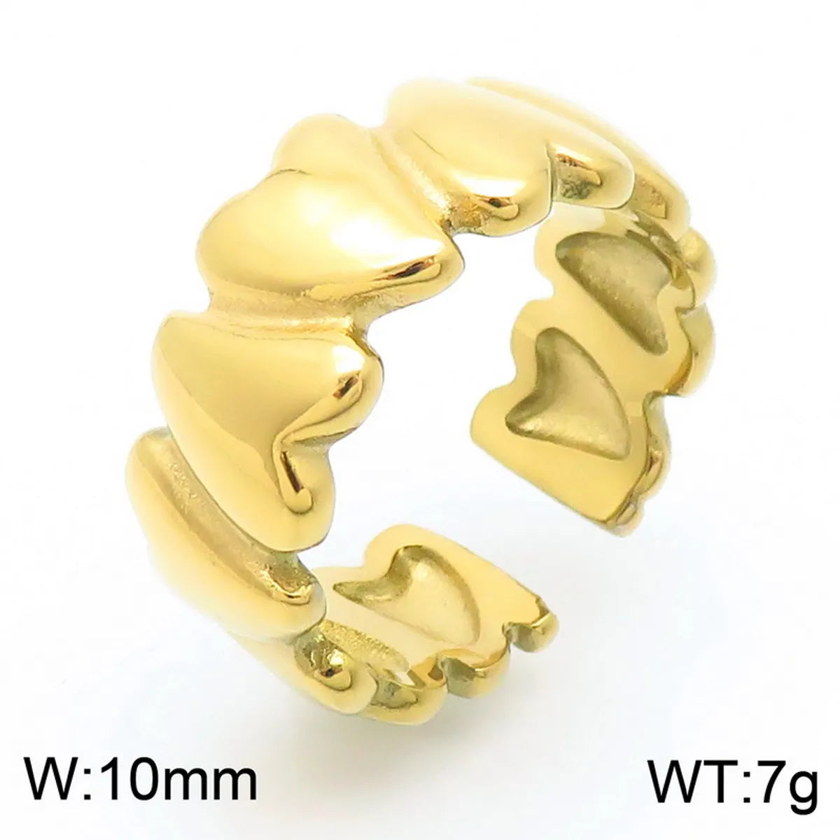 Basic Classic Style Commute Heart Shape Solid Color 304 Stainless Steel 18K Gold Plated Rings In Bulk