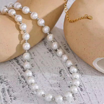 Basic Classic Style Commute Solid Color 18K Gold Plated Artificial Pearls 304 Stainless Steel Artificial Pearl Wholesale Bracelets