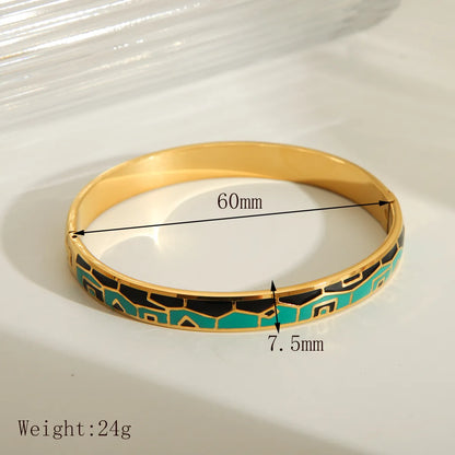 Basic Classic Style Commute Solid Color 304 Stainless Steel 18K Gold Plated Bangle In Bulk