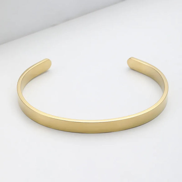 Basic Classic Style Customization Laser Engraving Solid Color 201 Stainless Steel Cuff Bracelets In Bulk