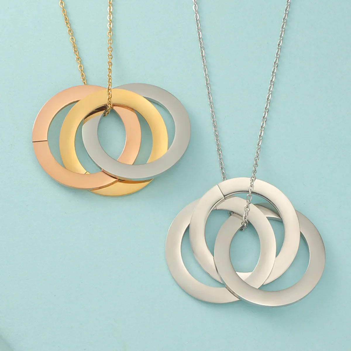 Stainless Steel 18K Gold Plated Basic Classic Style Geometric None Pendant Necklace