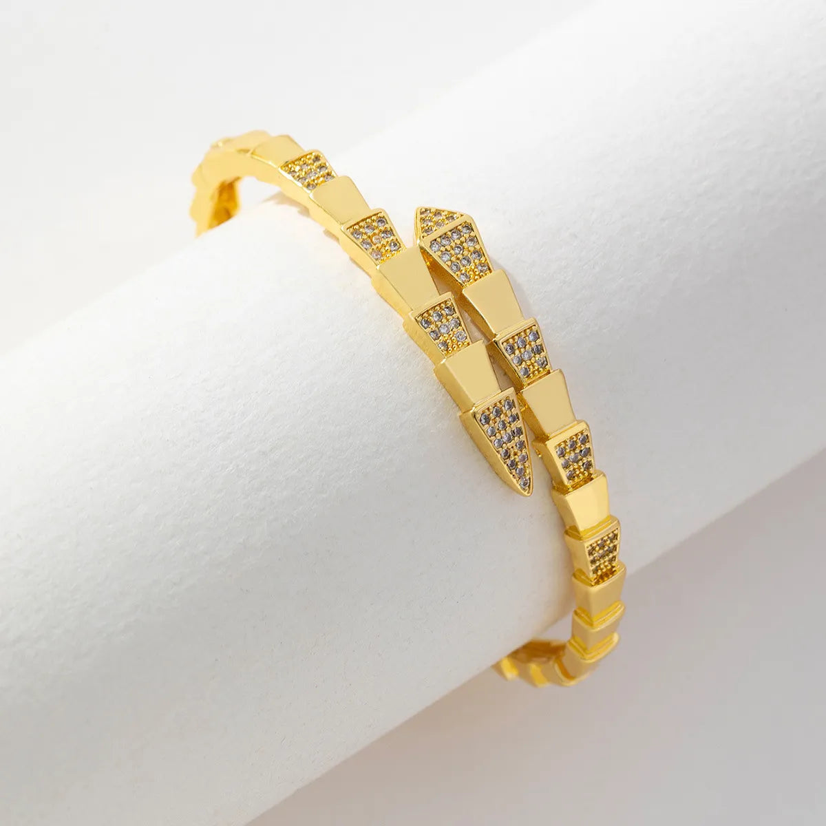 Basic Classic Style Geometric Stainless Steel Plating Inlay Zircon Bangle