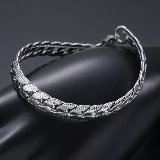 Basic Classic Style Geometric Titanium Steel Plating Men'S Bracelets