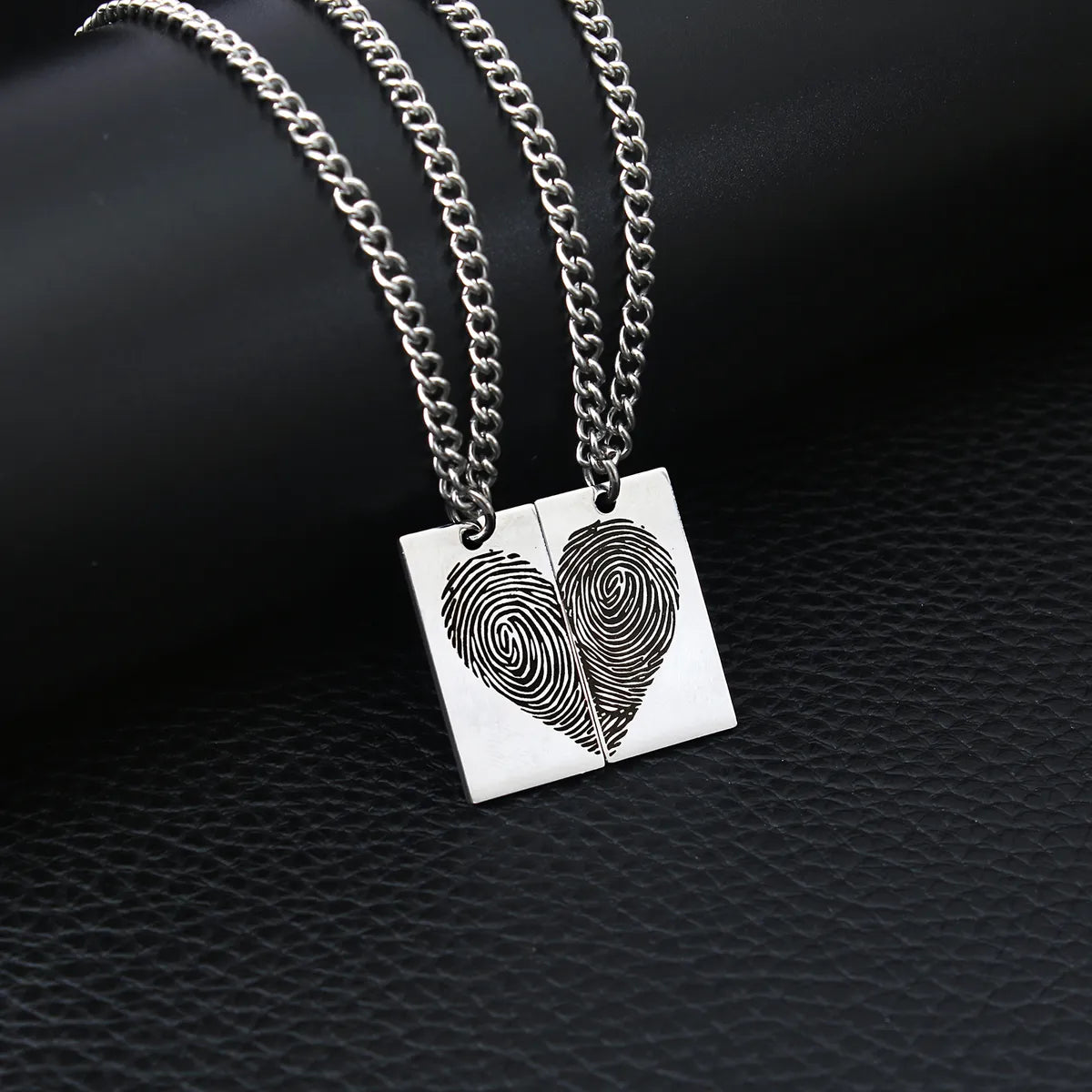 Basic Classic Style Heart Shape Stainless Steel Couple Pendant Necklace