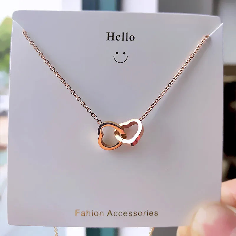 Wholesale Jewelry Basic Classic Style Heart Shape 304 Stainless Steel Copper 18K Gold Plated Pendant Necklace