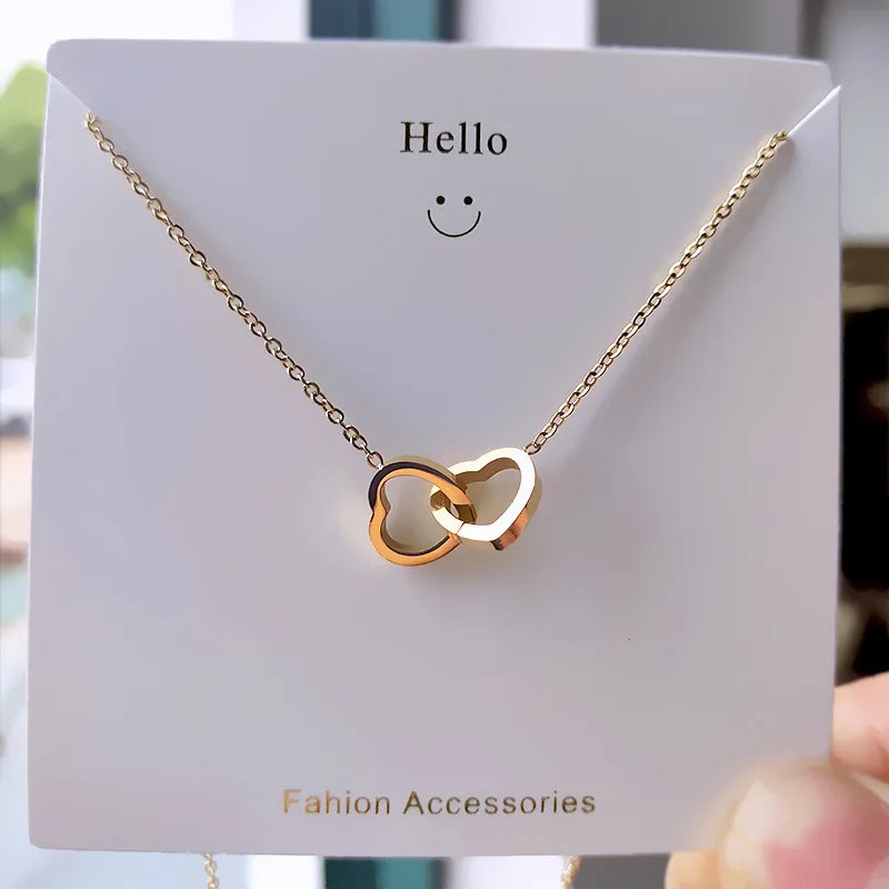 Wholesale Jewelry Basic Classic Style Heart Shape 304 Stainless Steel Copper 18K Gold Plated Pendant Necklace