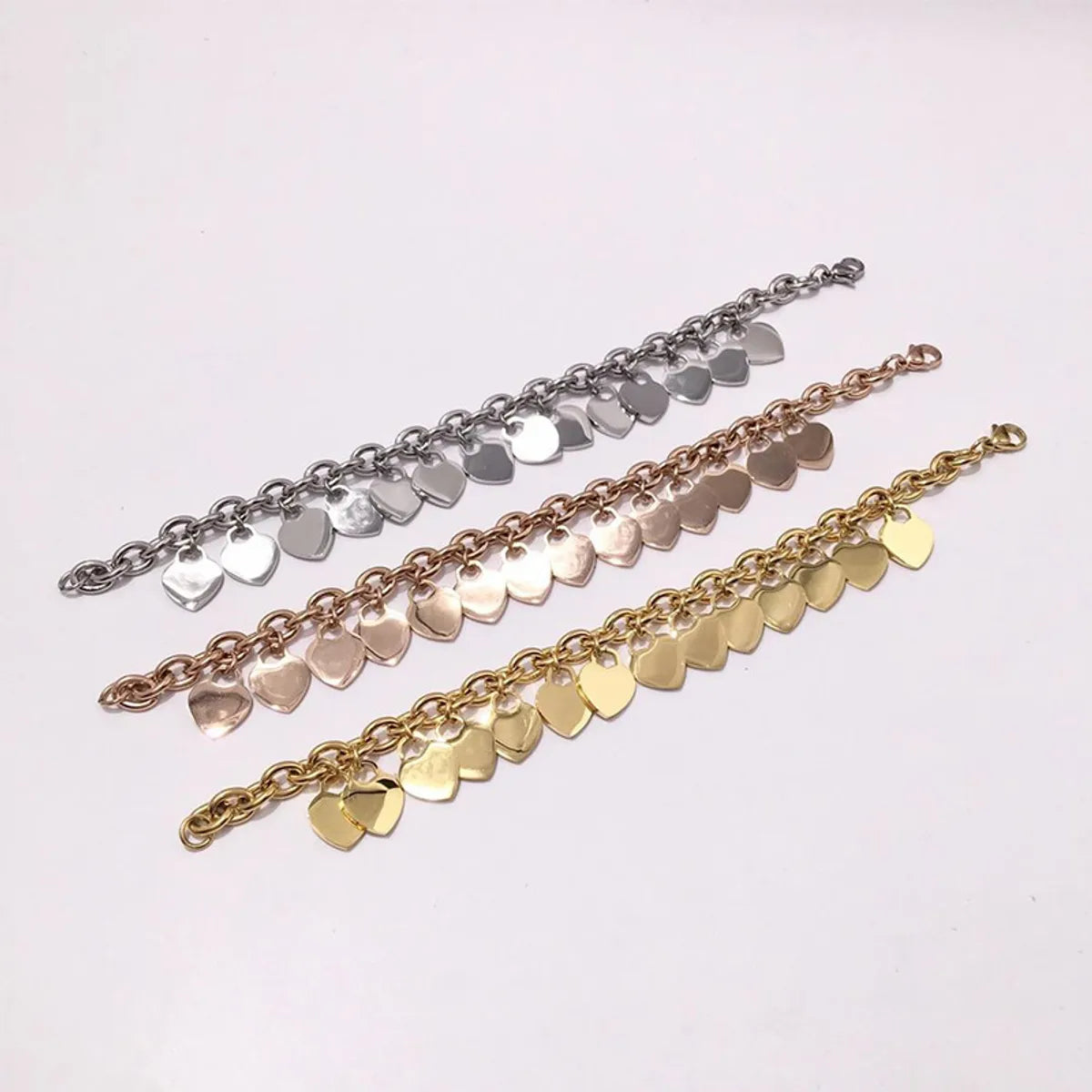 Basic Classic Style Heart Shape Titanium Steel Plating Bracelets