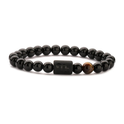 Basic Classic Style Round Natural Stone Agate Beaded Unisex Bracelets