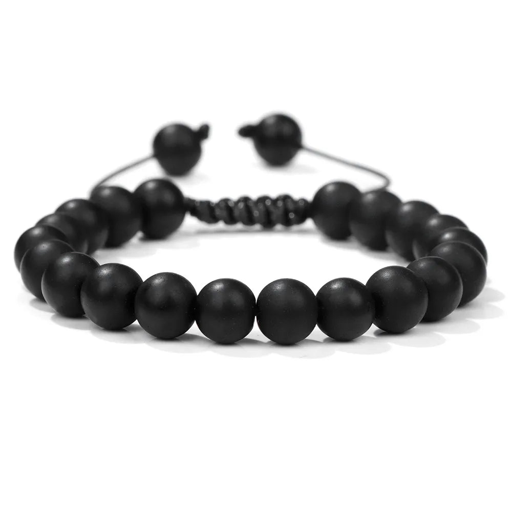 Basic Classic Style Round Natural Stone Beaded Unisex Bracelets