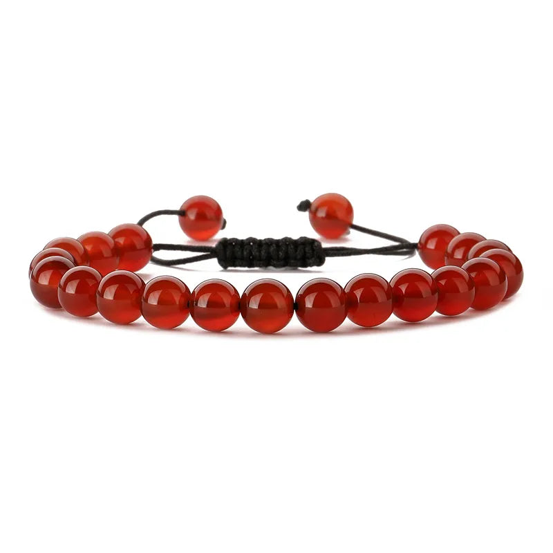 Basic Classic Style Round Natural Stone Beaded Unisex Bracelets