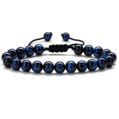 Basic Classic Style Round Natural Stone Beaded Unisex Bracelets