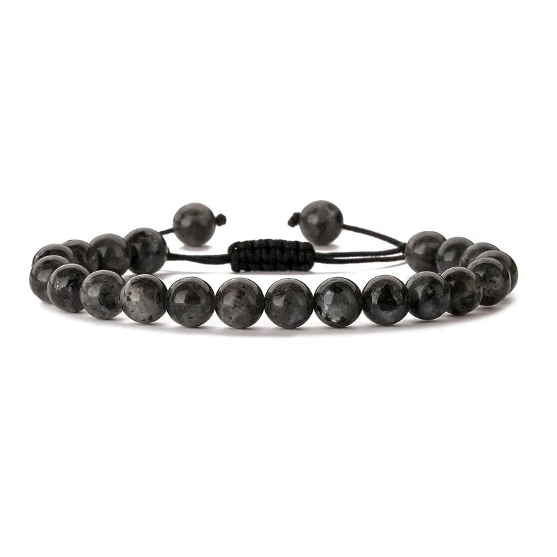 Basic Classic Style Round Natural Stone Beaded Unisex Bracelets