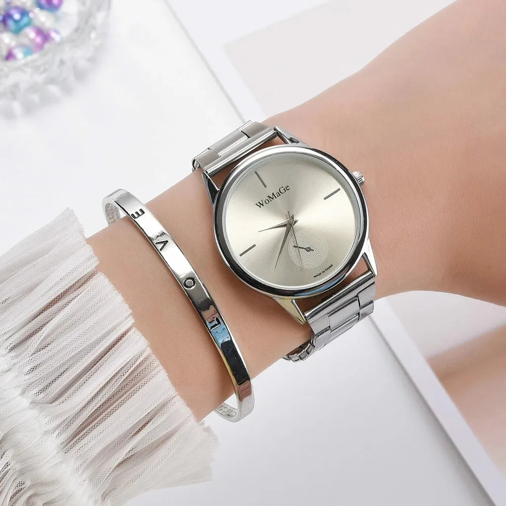 Basic Classic Style Round Solid Color Quartz Women'S Watches