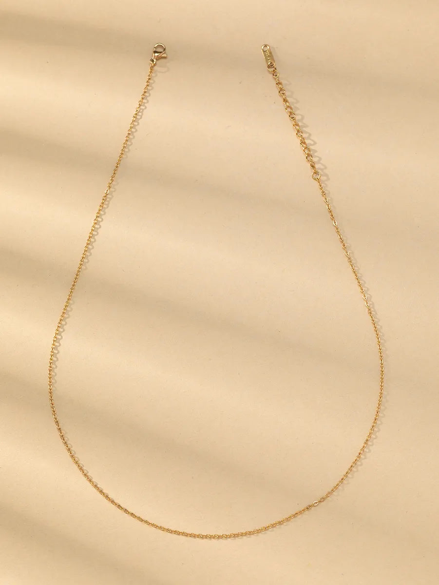 Wholesale Jewelry Basic Classic Style Solid Color Stainless Steel Gold Plated Plating Necklace