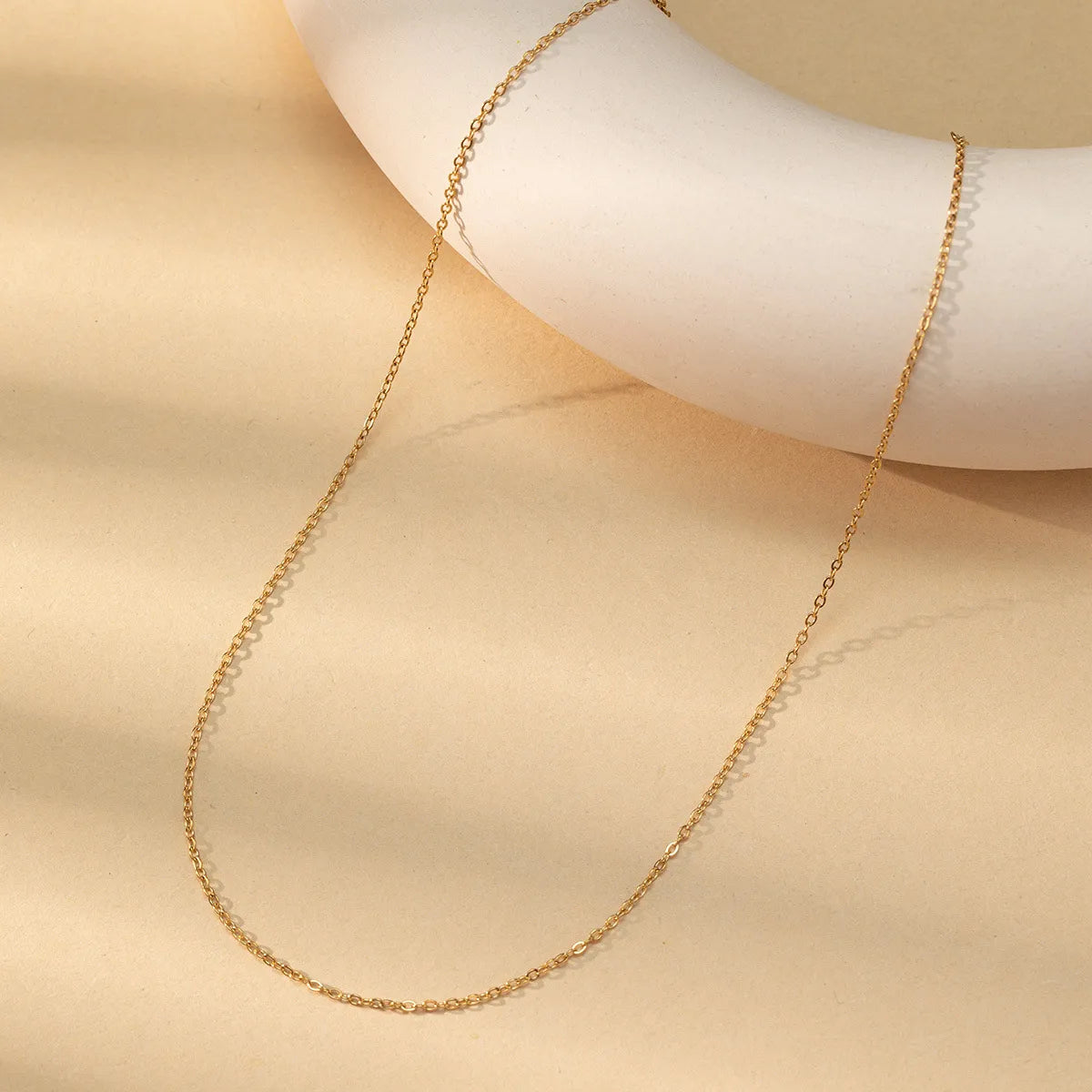 Wholesale Jewelry Basic Classic Style Solid Color Stainless Steel Gold Plated Plating Necklace