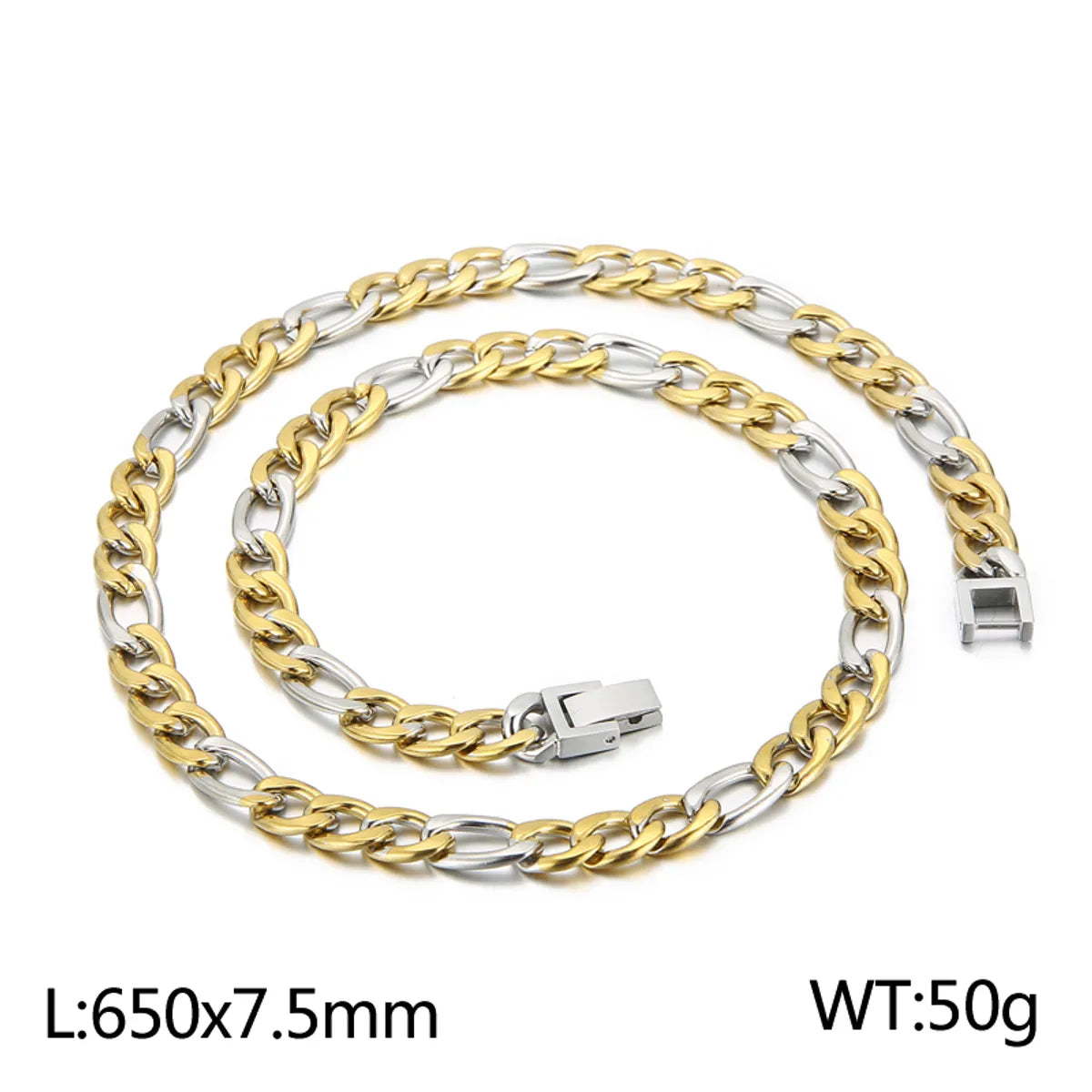 Basic Color Block Titanium Steel 18K Gold Plated Men'S Bracelets Necklace