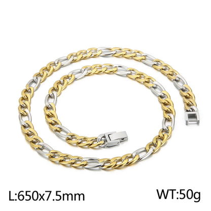 Basic Color Block Titanium Steel 18K Gold Plated Men'S Bracelets Necklace