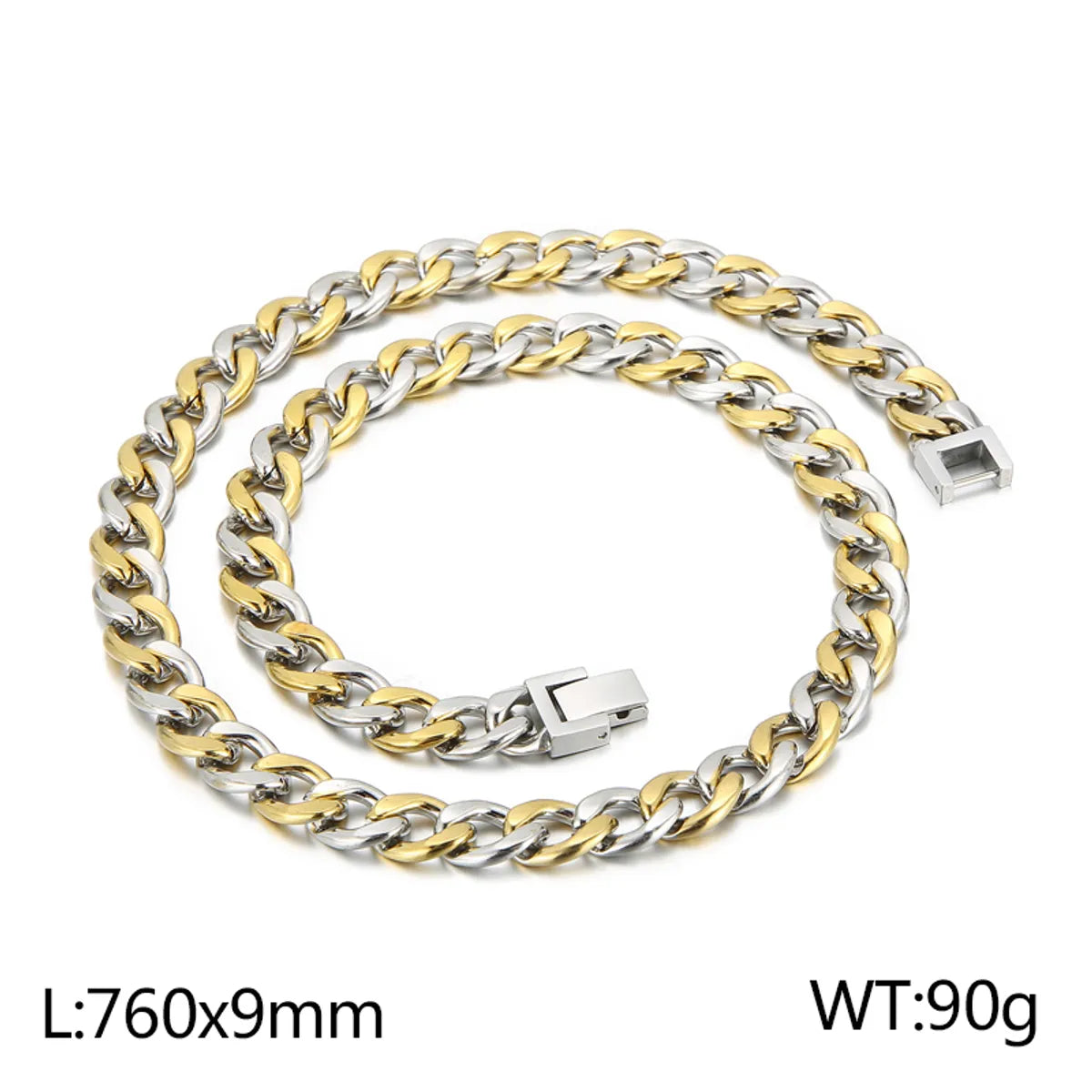 Basic Color Block Titanium Steel 18K Gold Plated Men'S Bracelets Necklace