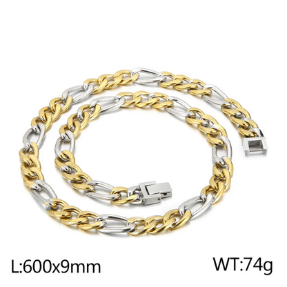 Basic Color Block Titanium Steel 18K Gold Plated Men'S Bracelets Necklace