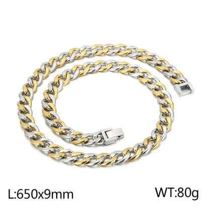 Basic Color Block Titanium Steel 18K Gold Plated Men'S Bracelets Necklace