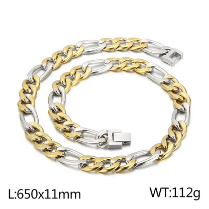 Basic Color Block Titanium Steel 18K Gold Plated Men'S Bracelets Necklace