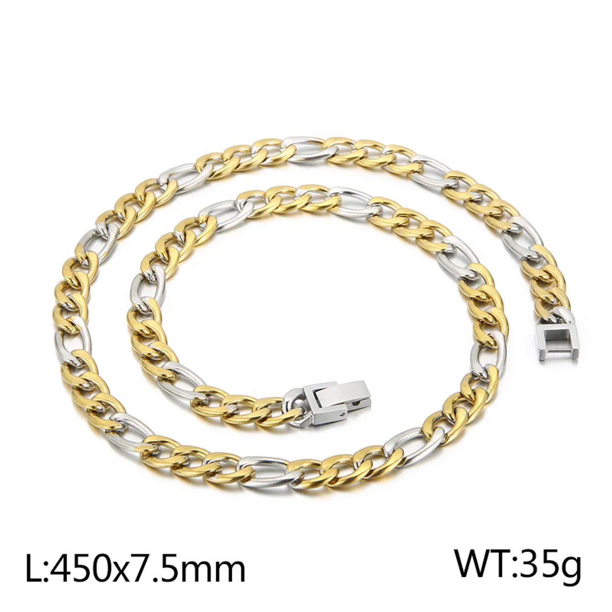 Basic Color Block Titanium Steel 18K Gold Plated Men'S Bracelets Necklace