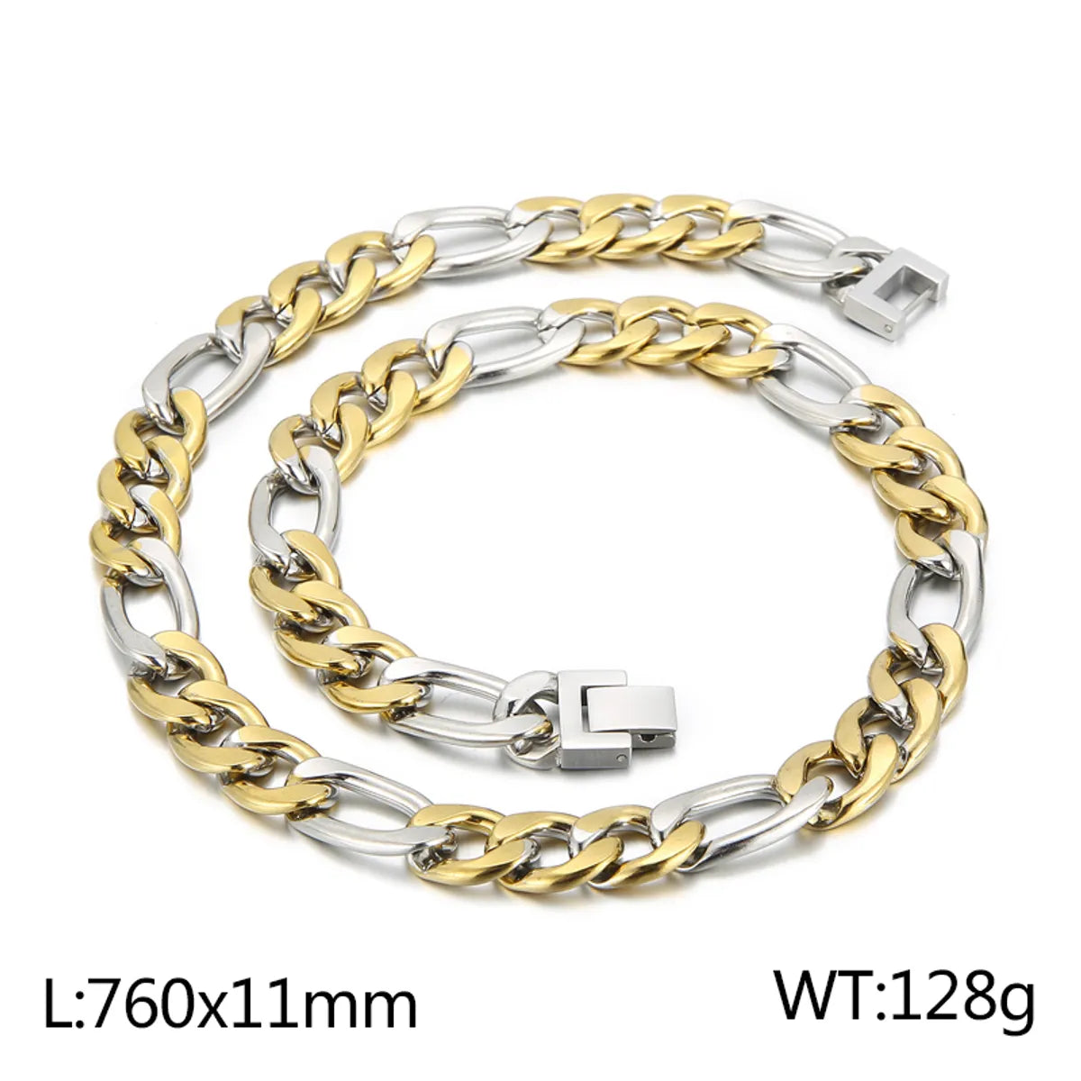 Basic Color Block Titanium Steel 18K Gold Plated Men'S Bracelets Necklace