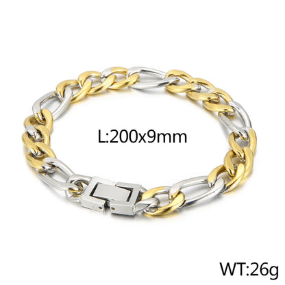 Basic Color Block Titanium Steel 18K Gold Plated Men'S Bracelets Necklace