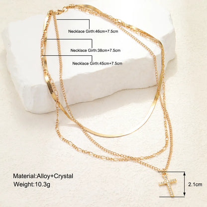 Basic Commute Cross Artificial Gemstones Alloy Wholesale Pendant Necklace