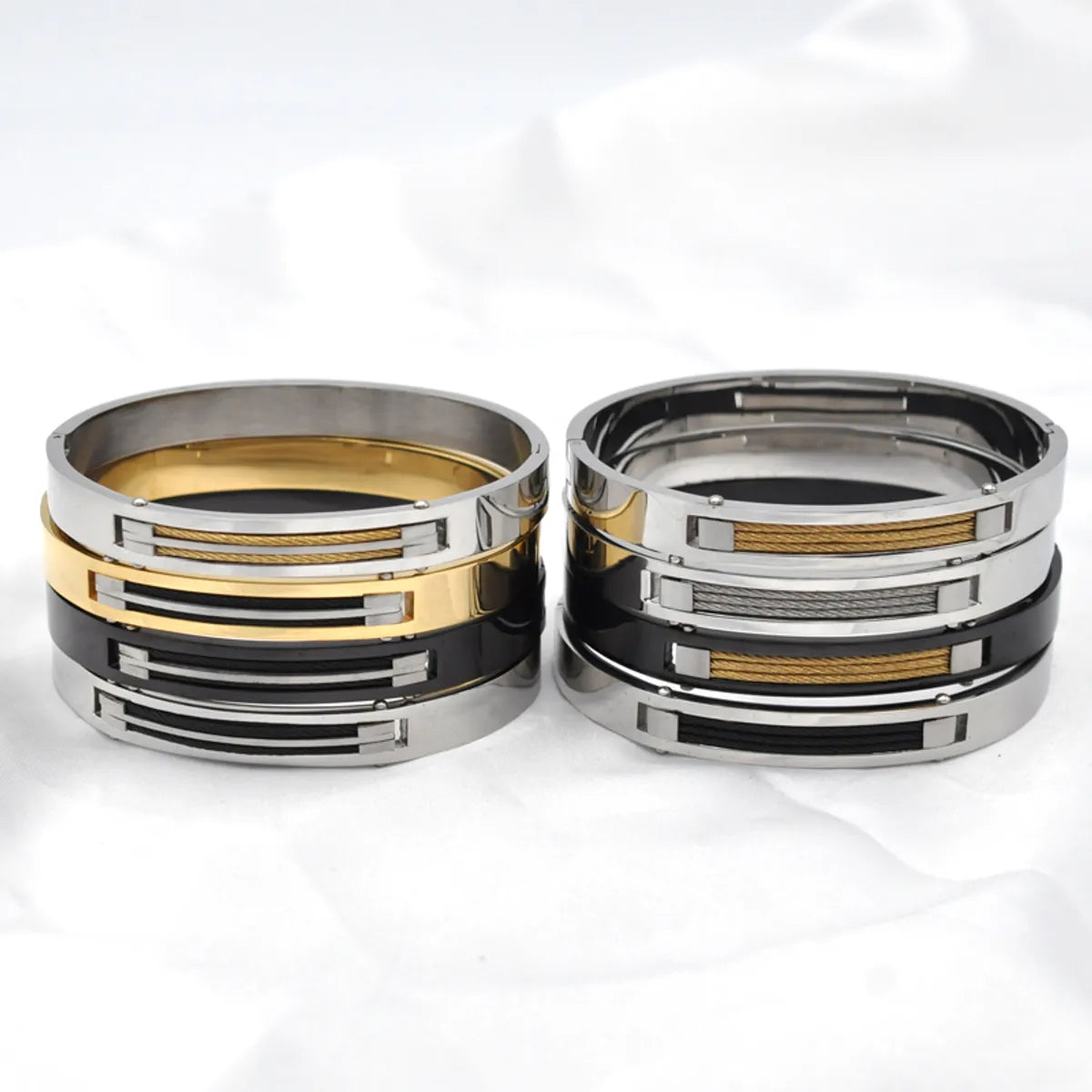 Basic Commute Solid Color Stainless Steel Plating Bangle