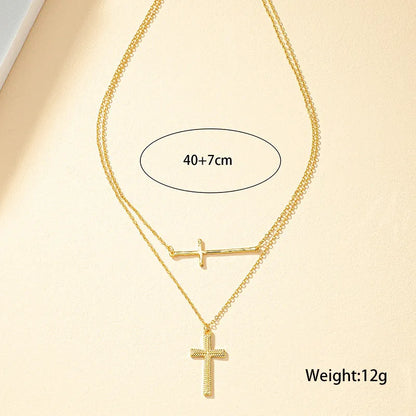 Basic Cross Alloy Plating Women'S Pendant Necklace