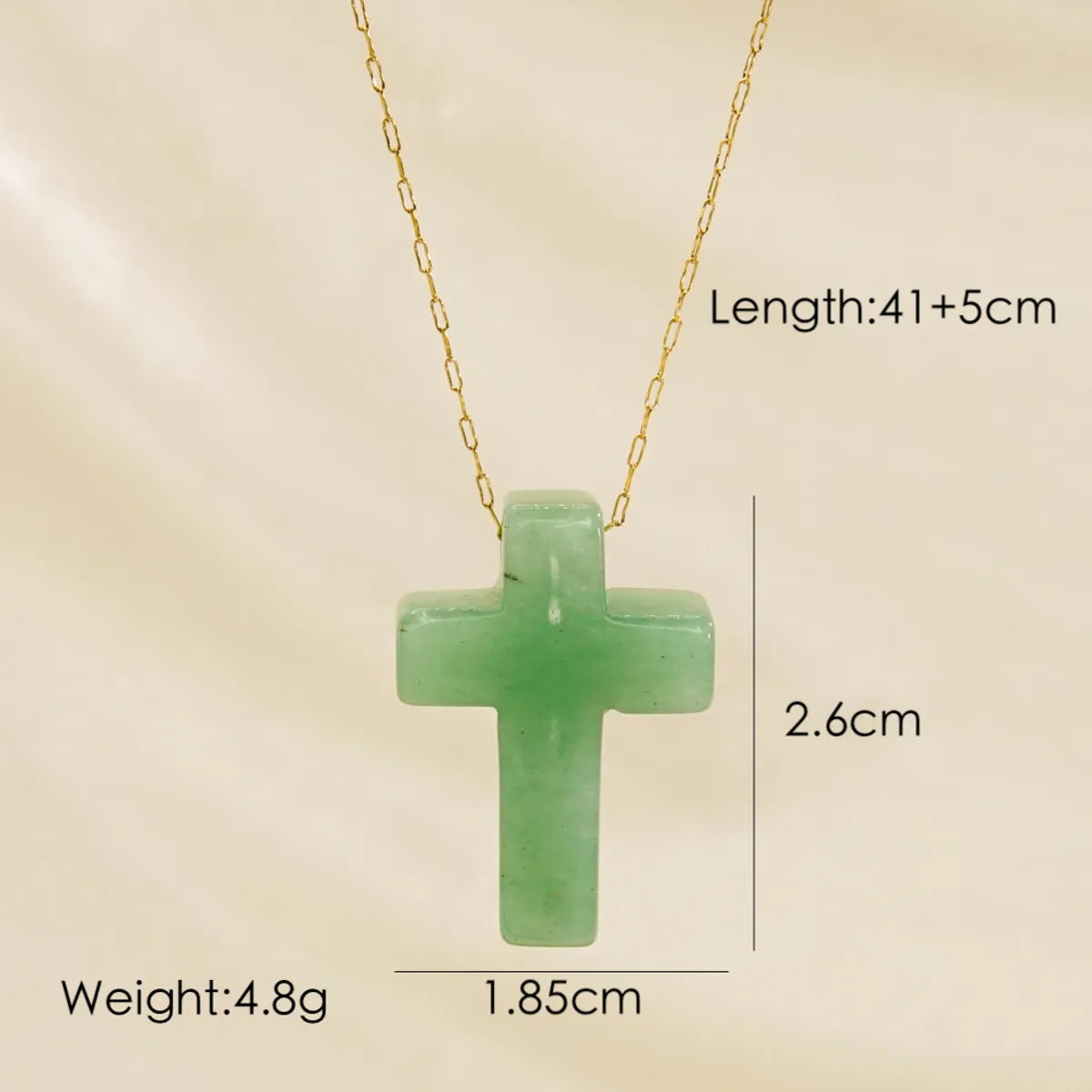 Basic Cross Natural Stone Plating 14k Gold Plated Pendant Necklace