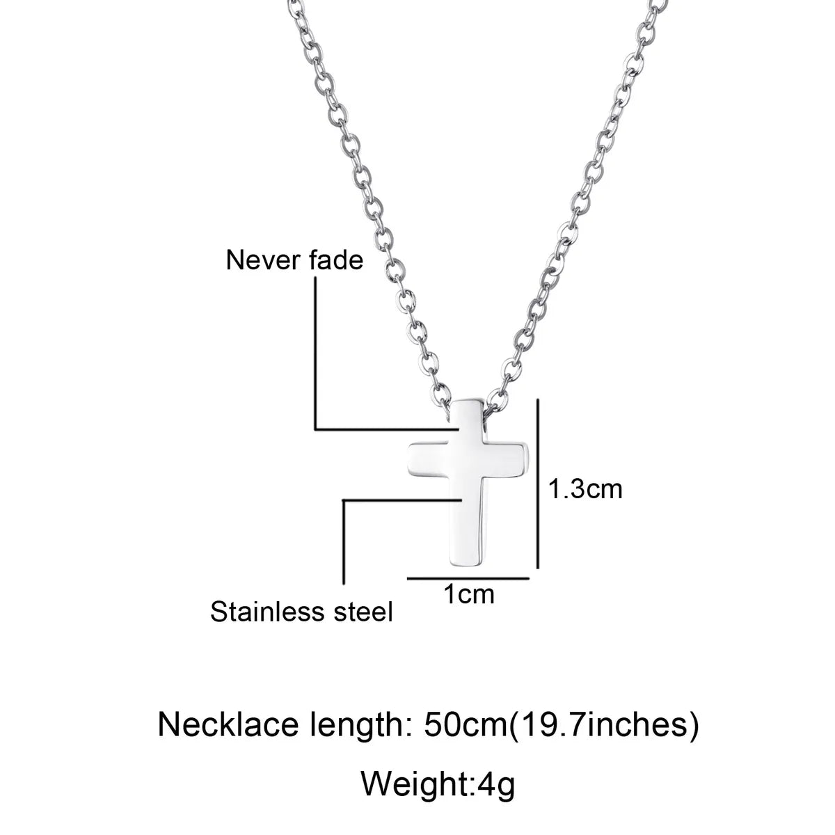 Basic Cross Stainless Steel Pendant Necklace