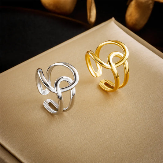 Basic Cross Star Titanium Steel Gold Plated Gold Plated Open Ring