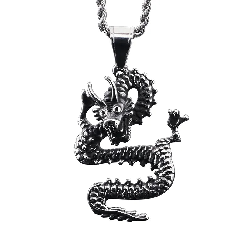 Basic Dragon Titanium Steel 18K Gold Plated Men'S Necklace