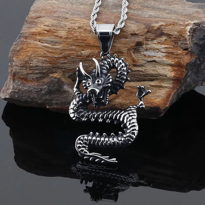 Basic Dragon Titanium Steel 18K Gold Plated Men'S Necklace