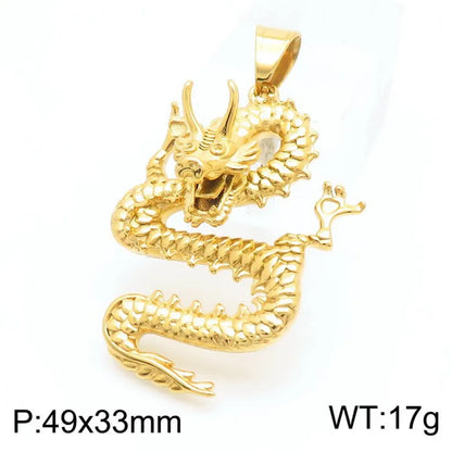 Basic Dragon Titanium Steel 18K Gold Plated Men'S Necklace