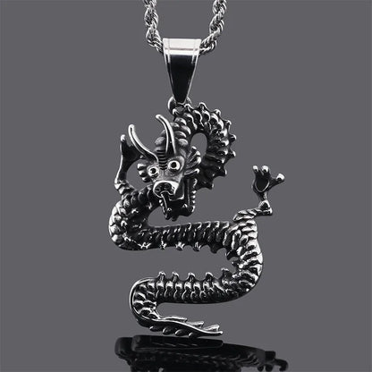 Basic Dragon Titanium Steel 18K Gold Plated Men'S Necklace