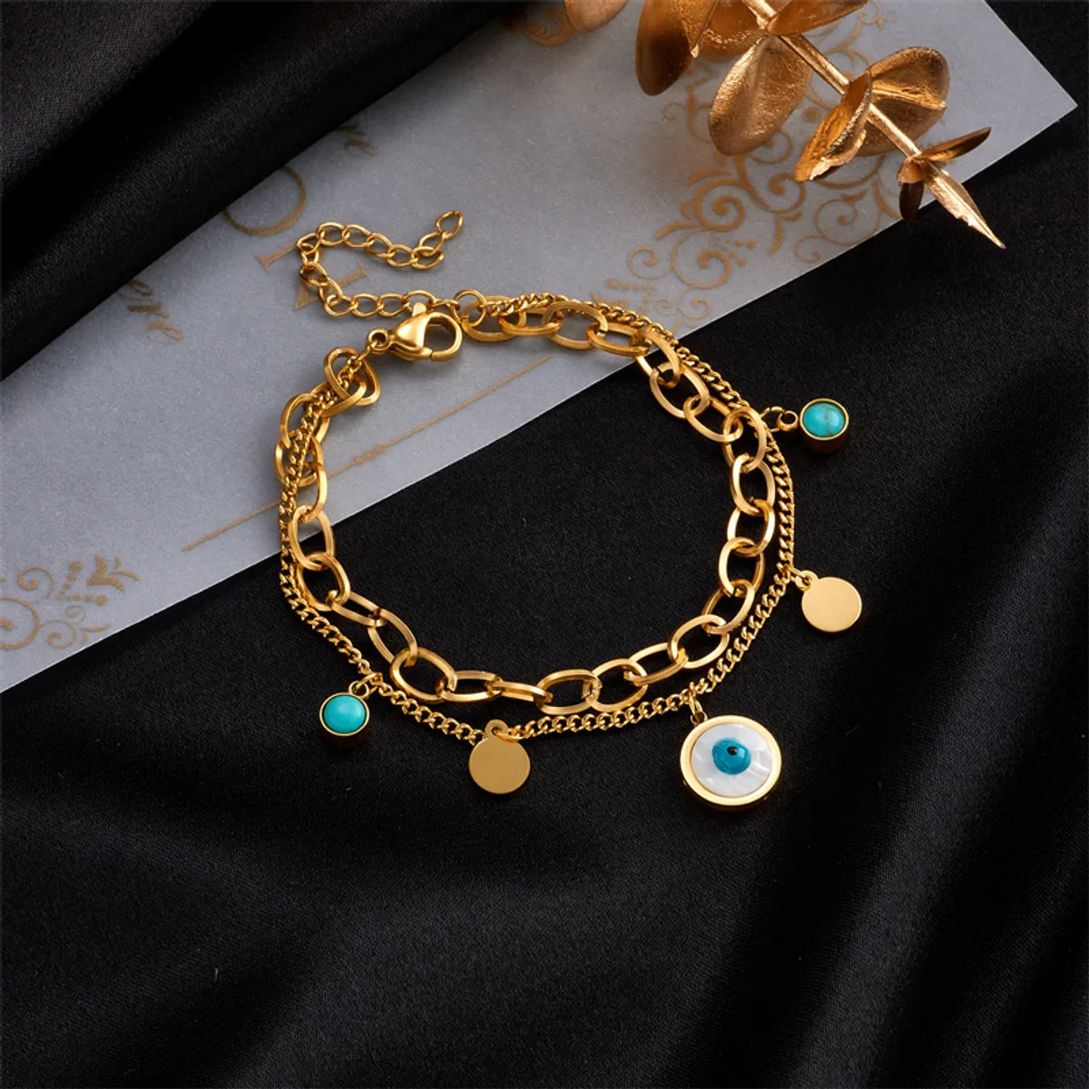 Basic Eye Titanium Steel Gold Plated Bracelets 1 Piece