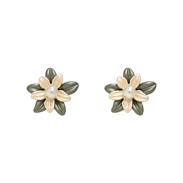 Basic Flower Alloy Inlay Pearl Women's Ear Studs