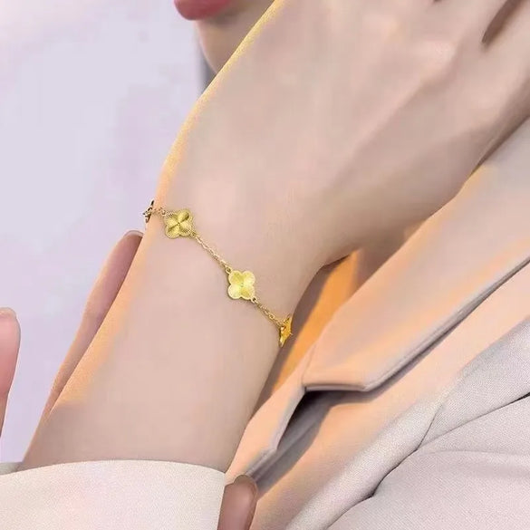 Wholesale Basic Flower Stainless Steel Titanium Steel Plating 18k Gold Plated Bracelets Earrings Necklace