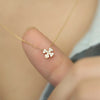 Basic Flower Sterling Silver 14k Gold Plated Artificial Gemstones Pendant Necklace In Bulk
