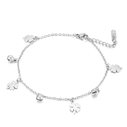 Basic Four Leaf Clover Titanium Steel Plating Women's Anklet