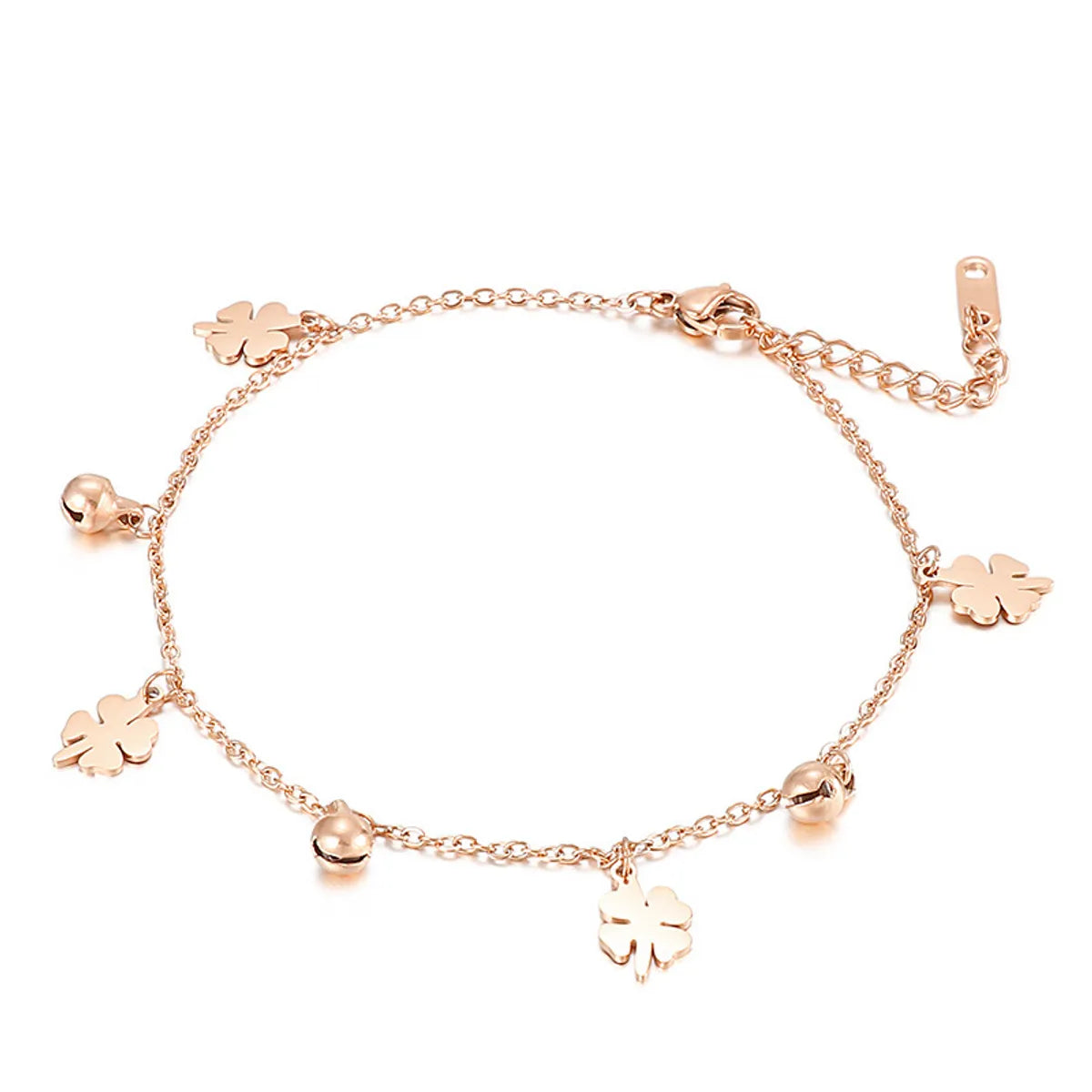 Basic Four Leaf Clover Titanium Steel Plating Women's Anklet