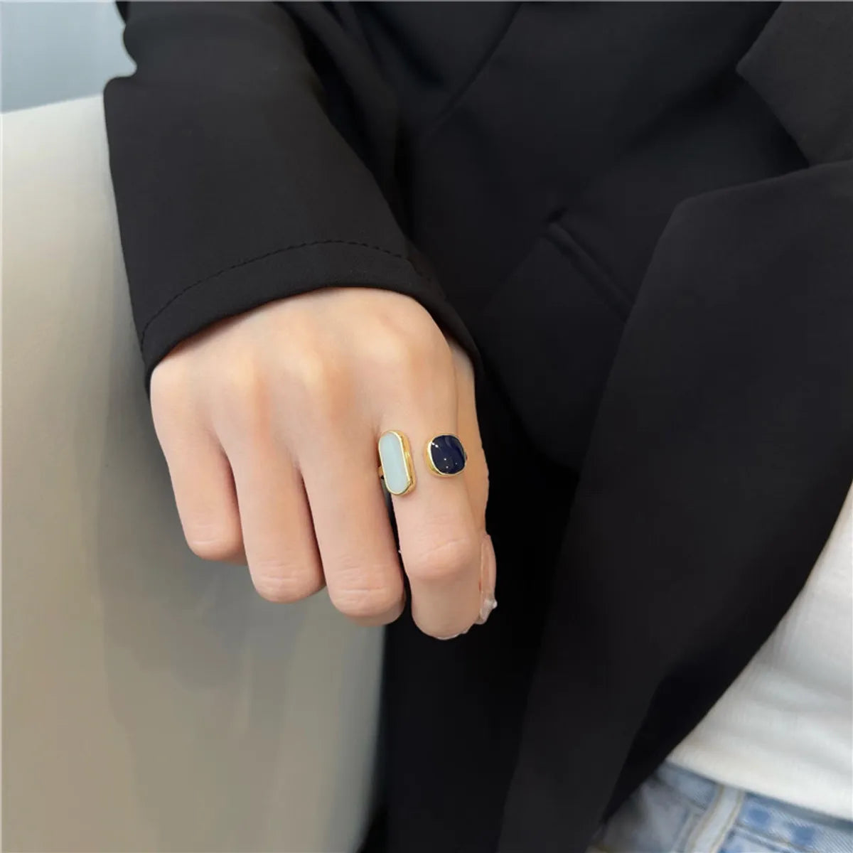 Basic Geometric Alloy Enamel Women's Rings